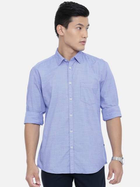 

Parx Men Blue Slim Fit Self Design Casual Shirt