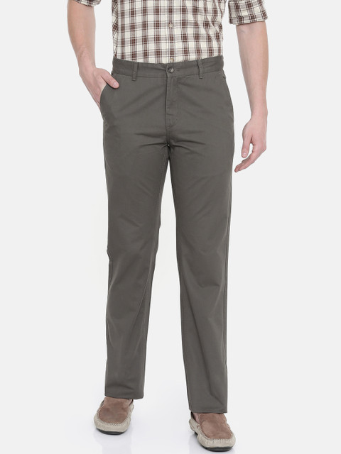 

ColorPlus Men Green Tailored Slim Fit Solid Chinos