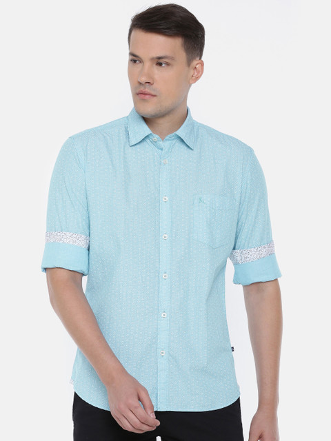 

Parx Men Blue Slim Fit Printed Casual Shirt