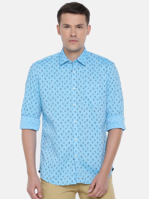 

Parx Men Blue Slim Fit Printed Casual Shirt
