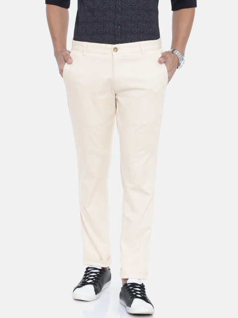 

Parx Men Cream-Coloured Tapered Fit Solid Chinos