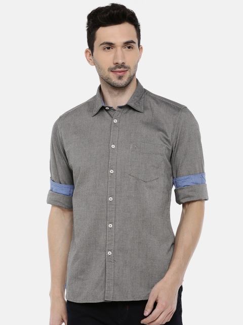 

Parx Men Grey With Black Tinge Slim Fit Solid Casual Shirt