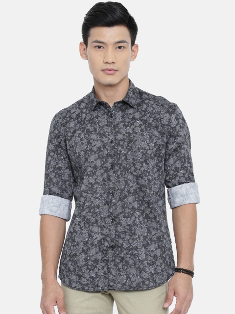 

Parx Men Black & Grey Slim Fit Printed Casual Shirt