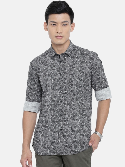 

Parx Men Black Slim Fit Printed Casual Shirt
