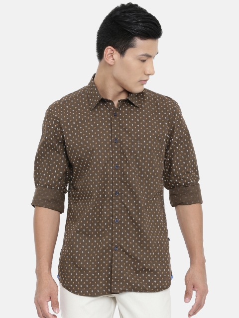 

Parx Men Brown & White Slim Fit Printed Casual Shirt