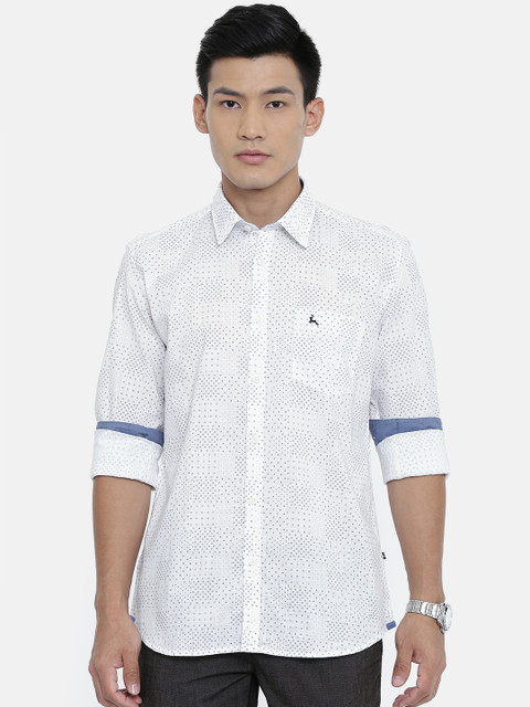 

Parx Men White & Blue Slim Fit Printed Casual Shirt