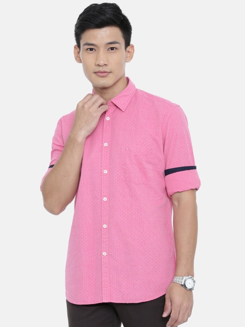 

Parx Men Pink & Navy Blue Slim Fit Printed Casual Shirt