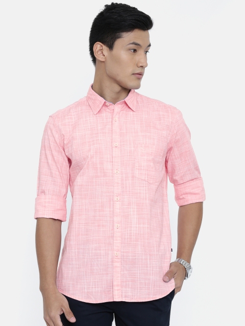 

Parx Men Red & White Slim Fit Self Design Casual Shirt