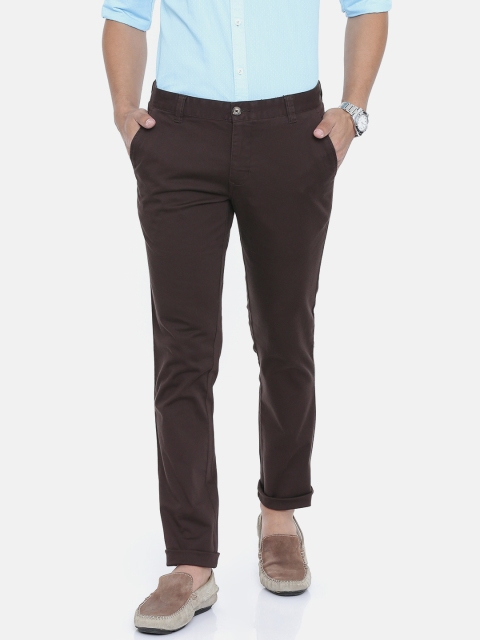 

Parx Men Brown Slim Fit Solid Regular Trousers