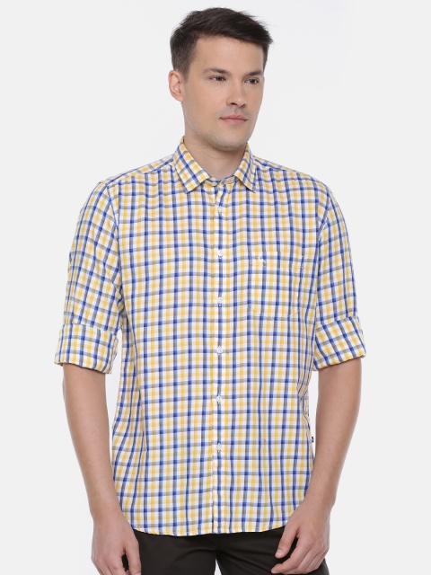 

Parx Men Yellow & White Slim Fit Checked Casual Shirt