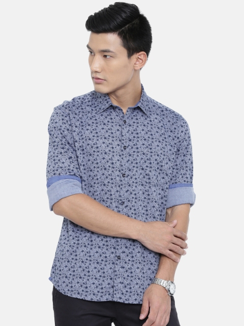 

Parx Men Blue Slim Fit Printed Casual Shirt
