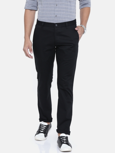 

Parx Men Black Slim Fit Self Design Regular Trousers