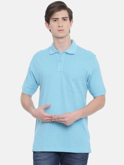 

ColorPlus Men Blue Solid Polo Collar Pure Cotton T-shirt