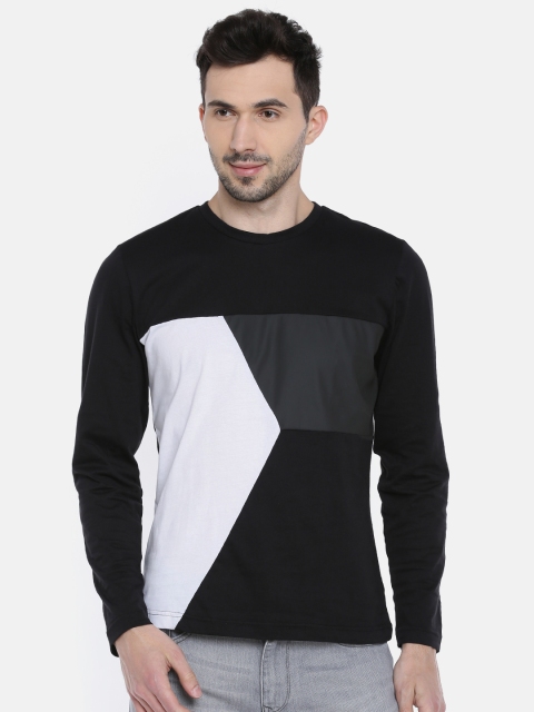 

Parx Men Black & White Colourblocked Round Neck T-shirt