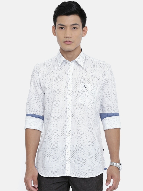

Parx Men White & Blue Slim Fit Printed Casual Shirt