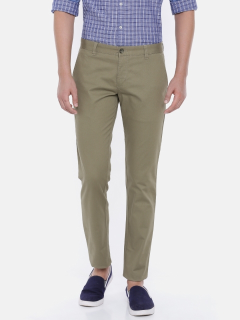 

Parx Men Olive Green Slim Fit Solid Regular Trousers