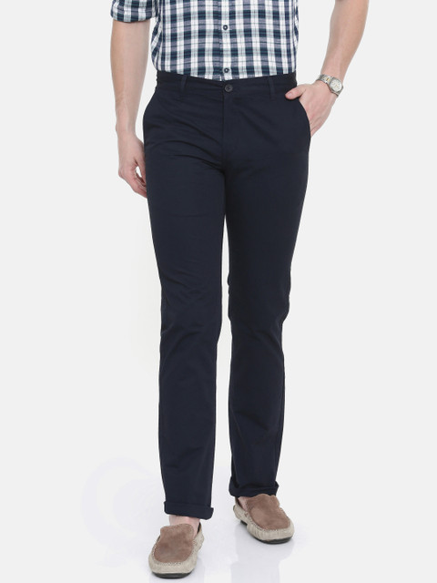 

ColorPlus Men Navy Blue Contemporary Fit Solid Regular Trousers