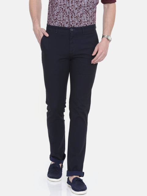 

ColorPlus Men Navy Blue Contemporary Fit Solid Regular Trousers