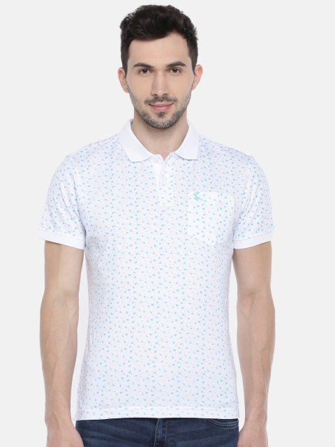 

Parx Men White & Blue Printed Polo Collar T-shirt