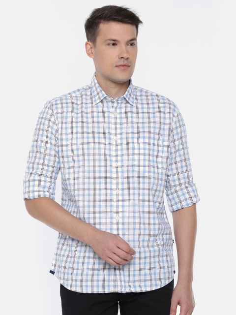 

Parx Men Blue & White Slim Fit Checked Casual Shirt