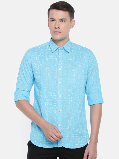 

Parx Men Blue & White Slim Fit Printed Casual Shirt