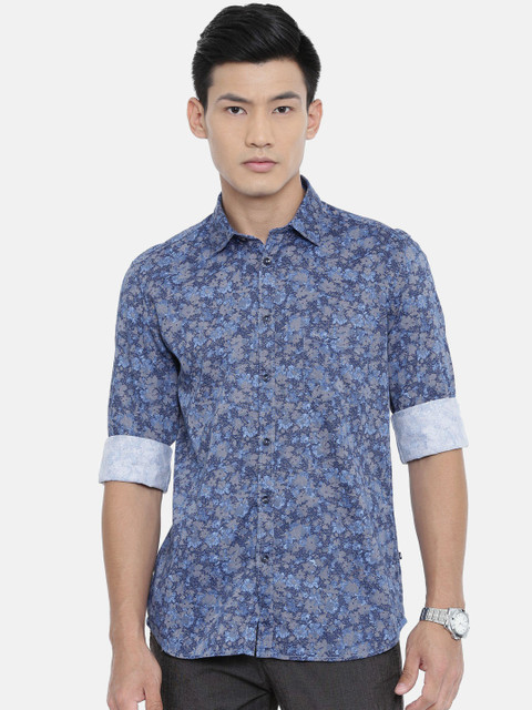 

Parx Men Blue & Navy Blue Slim Fit Printed Casual Shirt