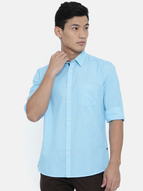 

Parx Men Blue & White Slim Fit Self Design Casual Shirt