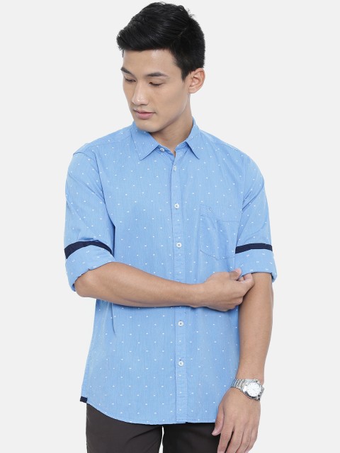 

Parx Men Blue Slim Fit Self Design Casual Shirt
