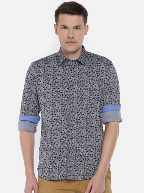 

Parx Men Grey & Black Slim Fit Printed Casual Shirt