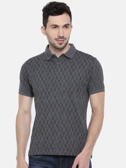 

Parx Men Grey Printed Polo Collar T-shirt