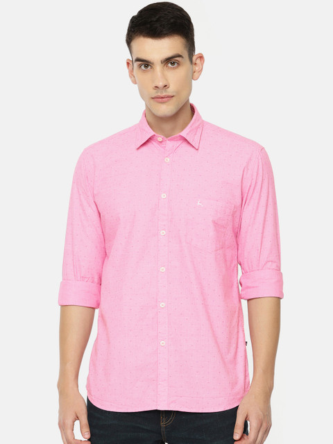 

Parx Men Pink Slim Fit Printed Casual Shirt