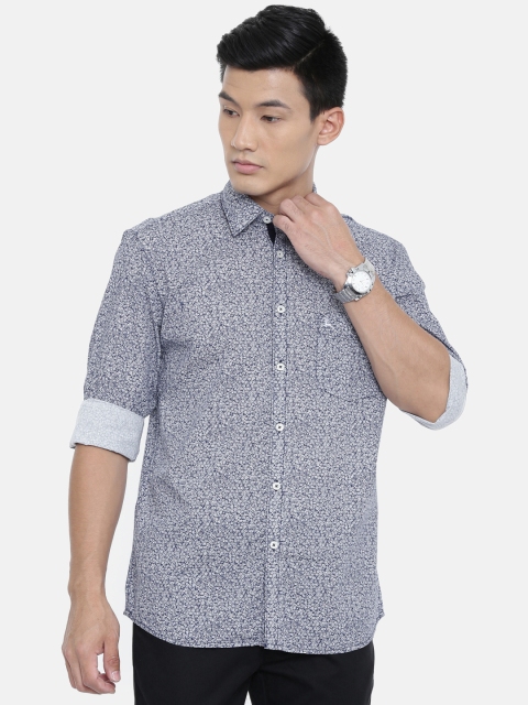 

Parx Men Navy Blue & White Slim Fit Printed Casual Shirt
