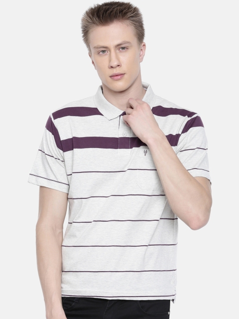 

Classic Polo Men White Striped Polo Collar T-shirt