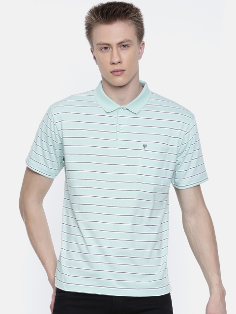 

Classic Polo Men Blue Striped Polo Collar T-shirt