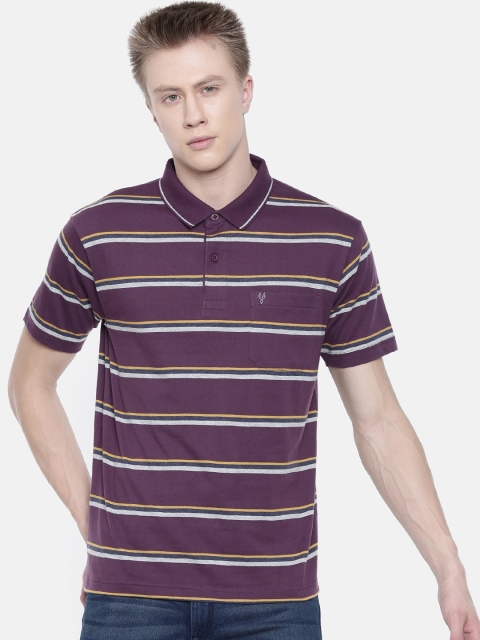 

Classic Polo Men Purple Striped Polo Collar T-shirt