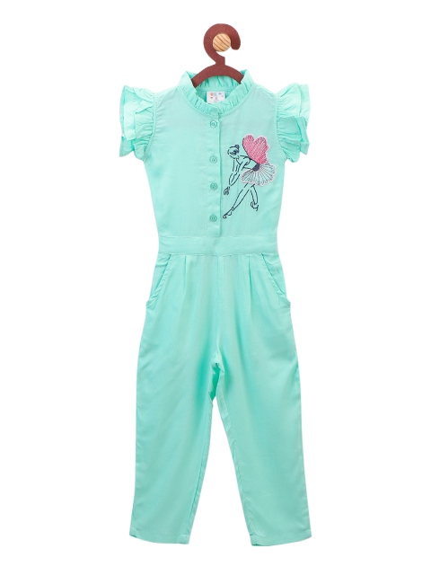 

LilPicks Sea Green Printed Basic Jumpsuit