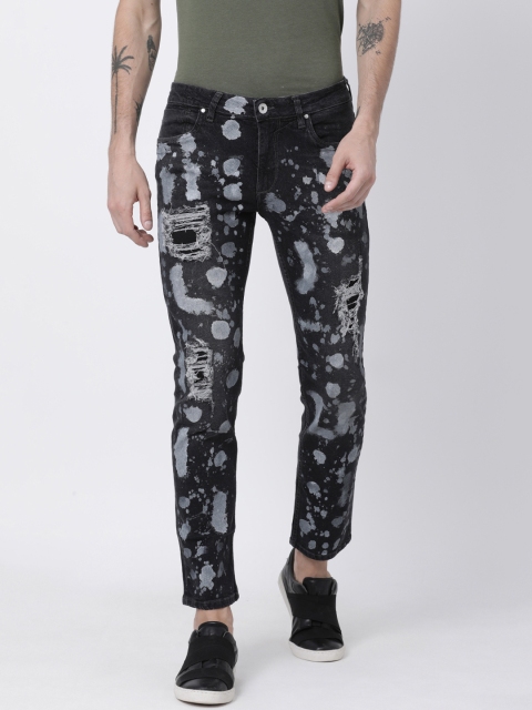 

SHELTR Men Charcoal Regular Fit Mid-Rise Highly Distressed Jeans