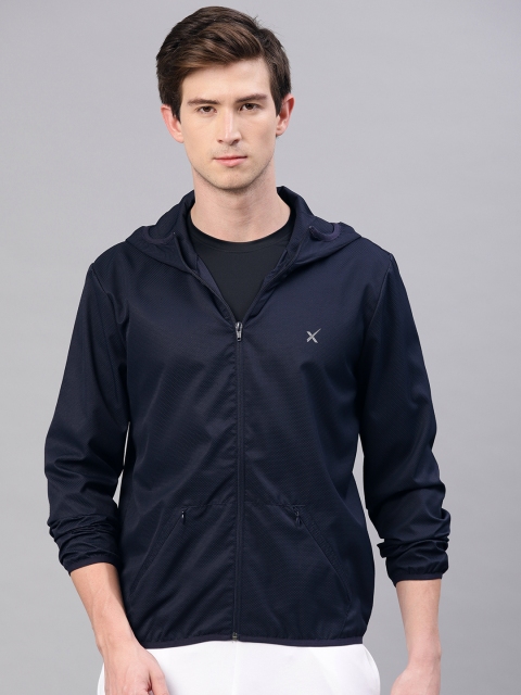 

HRX by Hrithik Roshan Men Navy Blue Self Design Sporty Jacket