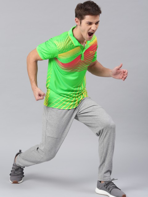 

HRX by Hrithik Roshan Men Green Printed Rapid Dry Cricket Polo Collar T-shirt