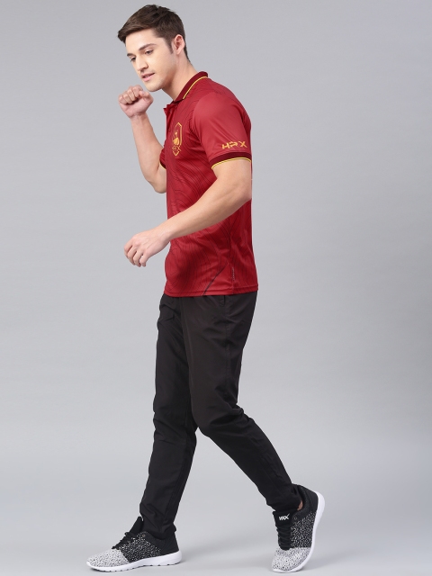 

HRX by Hrithik Roshan Men Maroon Printed Rapid Dry Cricket Polo Collar T-shirt