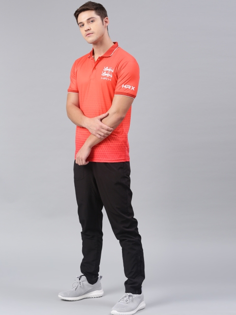 

HRX by Hrithik Roshan Men Orange Printed Rapid Dry Cricket Polo Collar T-shirt