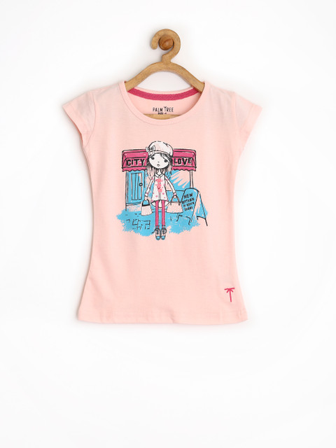 

Palm Tree by Gini & Jony Girls Peach-Coloured Printed Top
