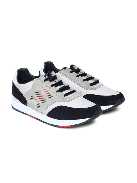 

Tommy Hilfiger Men Grey & Black Leather Sneakers