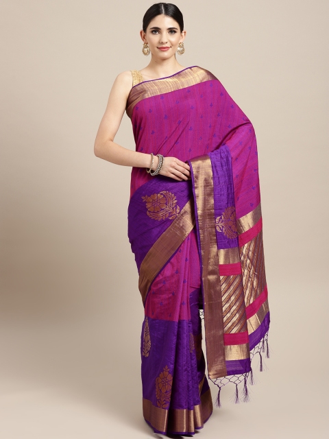 

Stylee LIFESTYLE Purple & Magenta Woven Design Bhagalpuri Saree