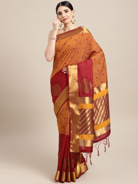 

Stylee LIFESTYLE Rust Orange & Maroon Woven Design Bhagalpuri Saree
