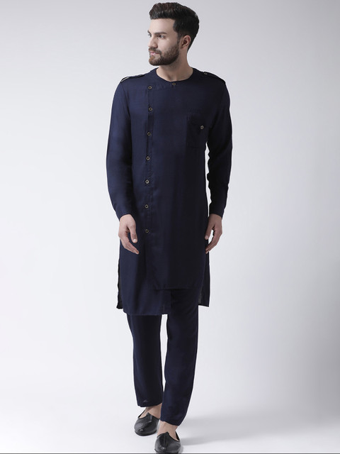 

I Know Men Navy Blue Solid Pathani Kurta