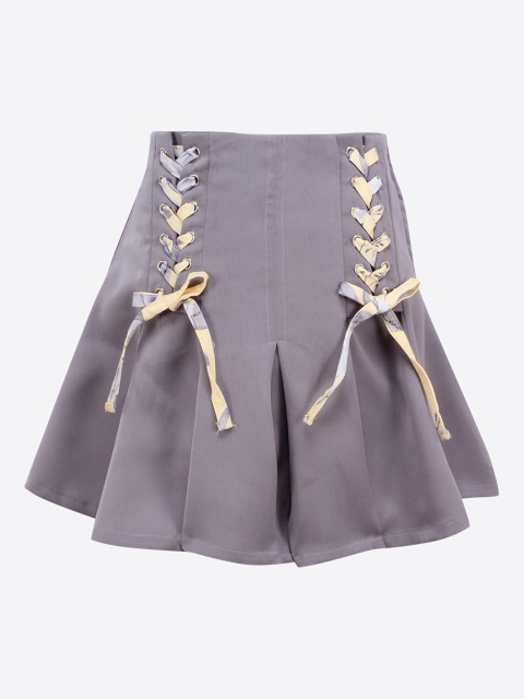 

CUTECUMBER Girls Grey Solid Flared Skirt