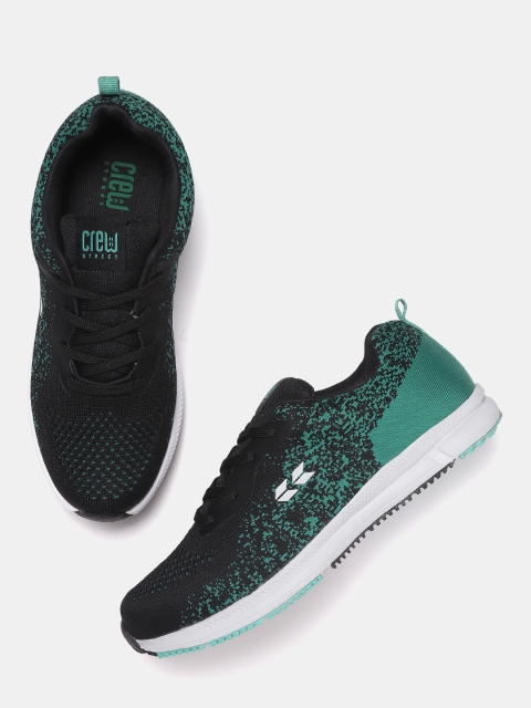 

Crew STREET Women Green & Black Woven Design Running Shoes