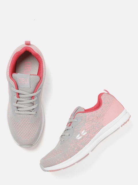 

Crew STREET Women Grey & Pink Woven Design Running Shoes