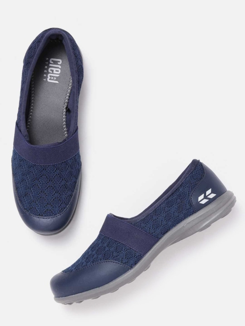 

Crew STREET Women Navy Blue Woven Design Walking Shoes